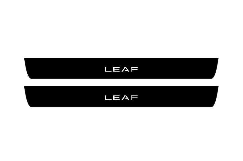 Nissan Leaf II 2017+ Led Door Sill Pro With Logo Leaf (Premium Painting) Nissan Led Door Sills PRO opdesign