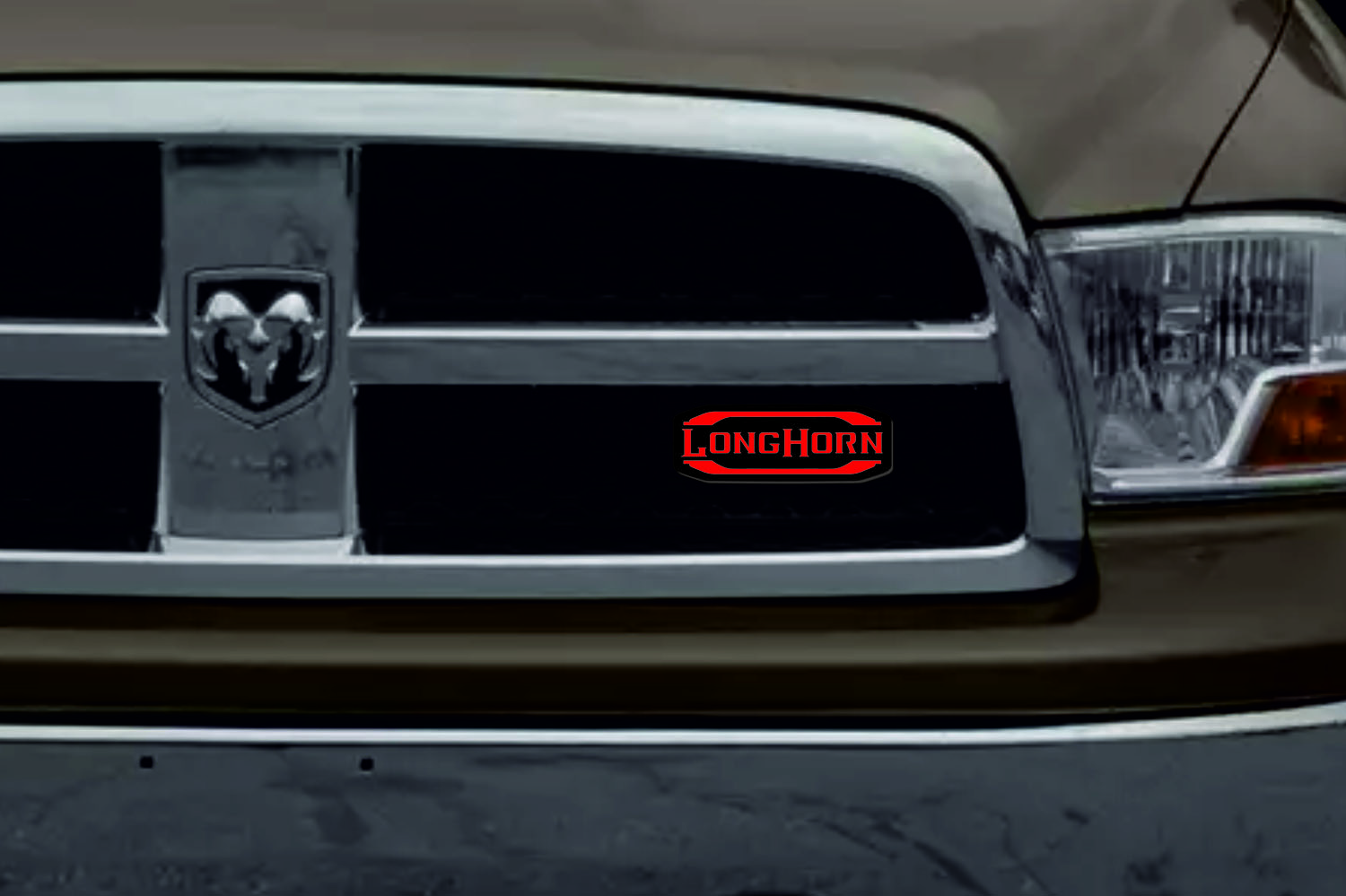 Dodge RAM Emblem & Badge Set - Grille and Tailgate Long Horn logo Dodge emblems decoinfabric