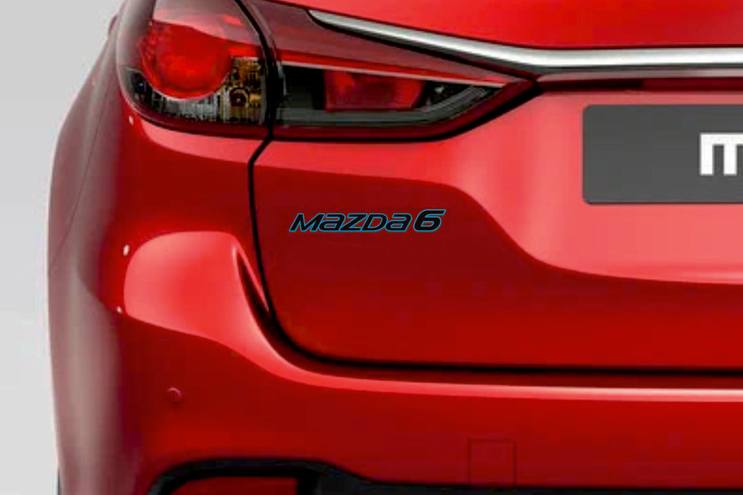 Mazda 6 III tailgate trunk rear 3D emblem with Mazda 6 logo (type MIXT) Mazda emblems decoinfabric