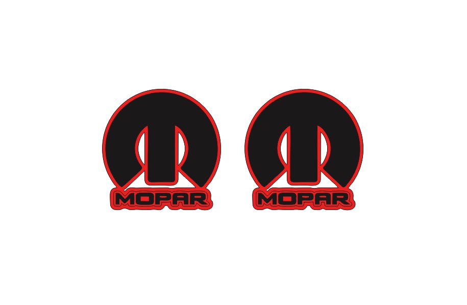 Chrysler Emblem & Badges set with Mopar logo (Type 7) Chrysler emblems decoinfabric RED BLACK