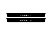 Tesla Model Y 2020+ Led Door Sill Pro With Logo Model Y (Premium Painting) Tesla Led Door Sills PRO opdesign