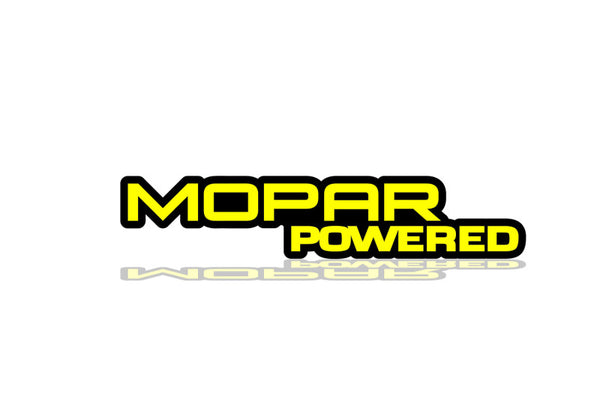 Dodge tailgate trunk rear emblem with Mopar Powered logo Dodge emblems decoinfabric BLACK YELLOW