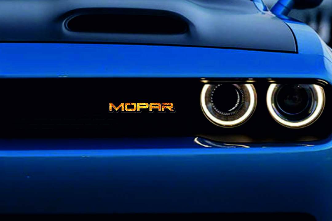 Dodge Emblem & Badge Set - Grille and Tailgate Mopar Fire logo Dodge emblems decoinfabric BLACK FRAME+FIRE LOGO