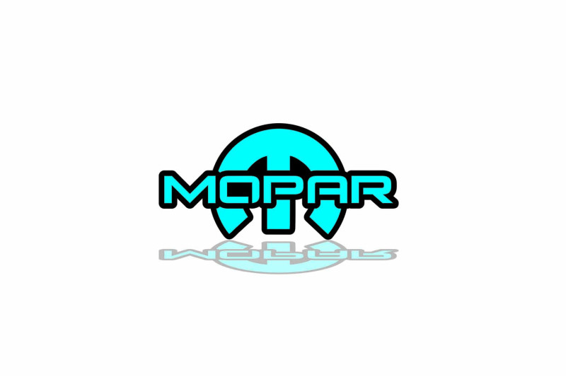 Chrysler tailgate trunk rear emblem with MOPAR logo (Type 21) Chrysler emblems decoinfabric BLACK LIGHT BLUE