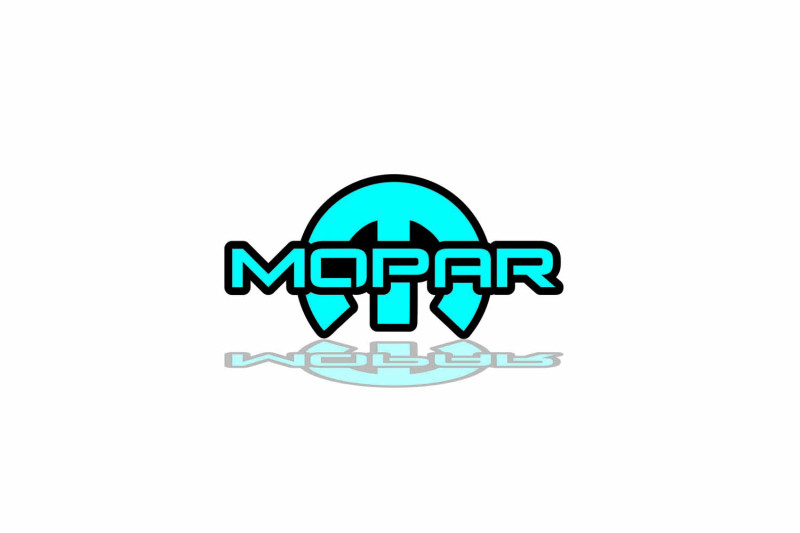 Chrysler Emblem & Badges set with Mopar logo (Type 21) Chrysler emblems decoinfabric BLACK LIGHT BLUE