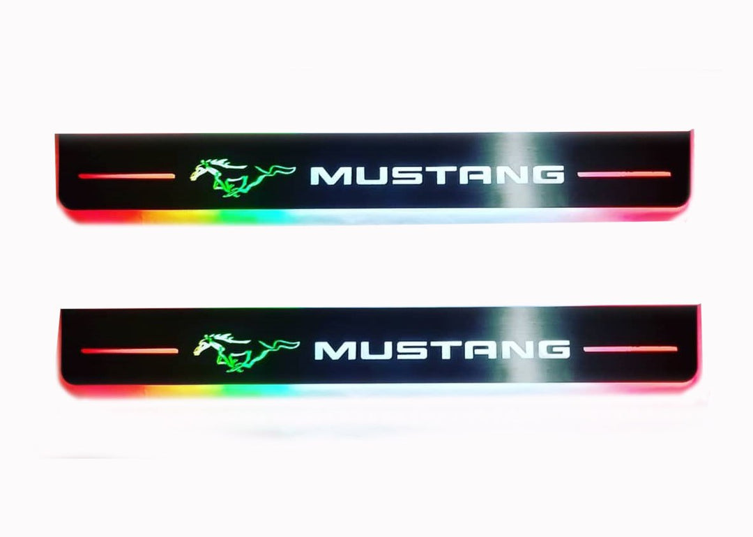 Ford Mustang V 2005-2015 Illuminated LED Door Sill Plates With Mustang Logo Ford Led Door Sills opdesign