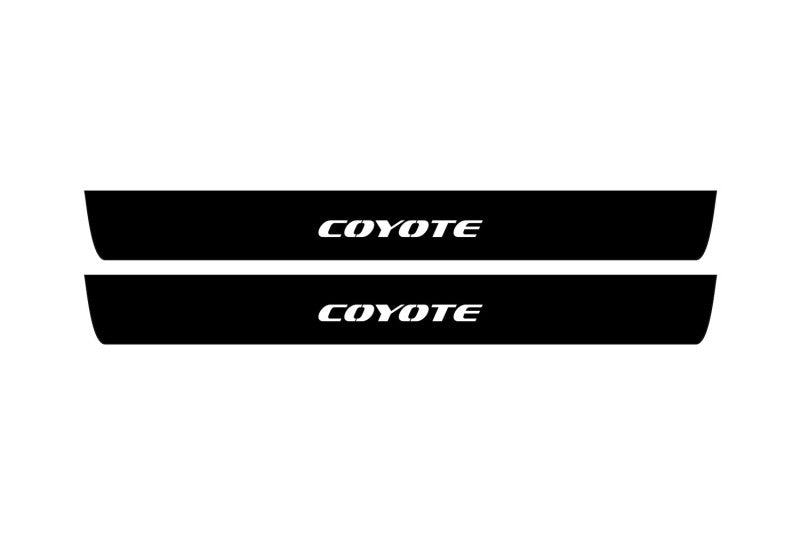 Ford Mustang VI 2015-2023 Led Door Sill Pro With Logo Coyote (Premium Painting) Ford Led Door Sills PRO opdesign