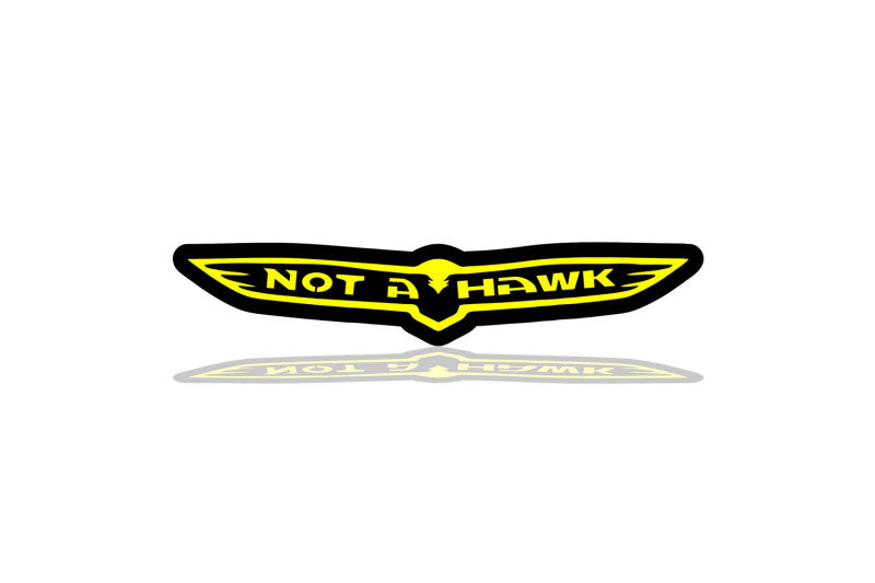 Radiator grille emblem with Not a Hawk logo