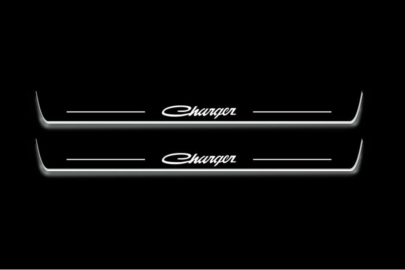 Dodge Charger 2011+ Door Sill Led Plate With Old Charger Logo (Type 1)
