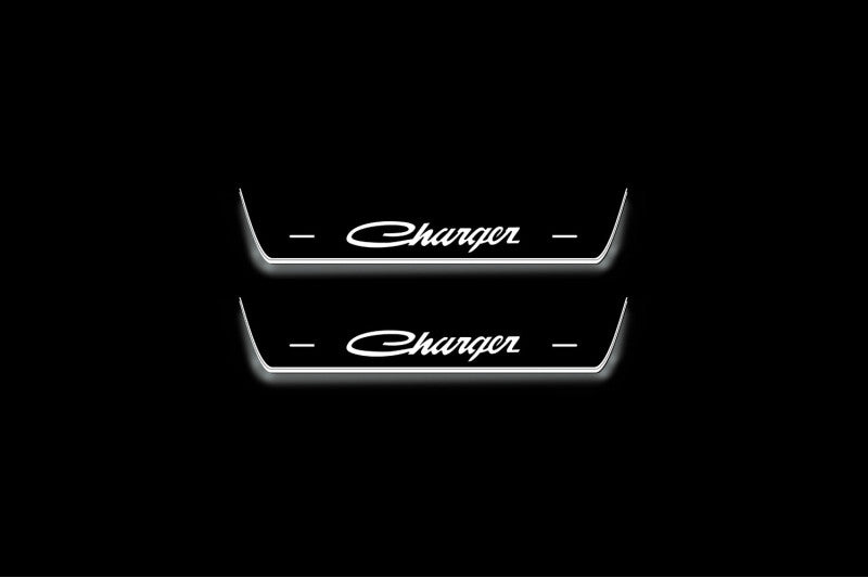 Dodge Charger 2011+ Door Sill Led Plate With Old Charger Logo (Type 1)