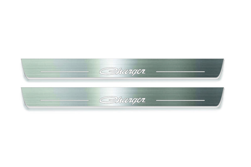 Dodge Charger 2011+ Door Sill Led Plate With Old Charger Logo (Type 1)