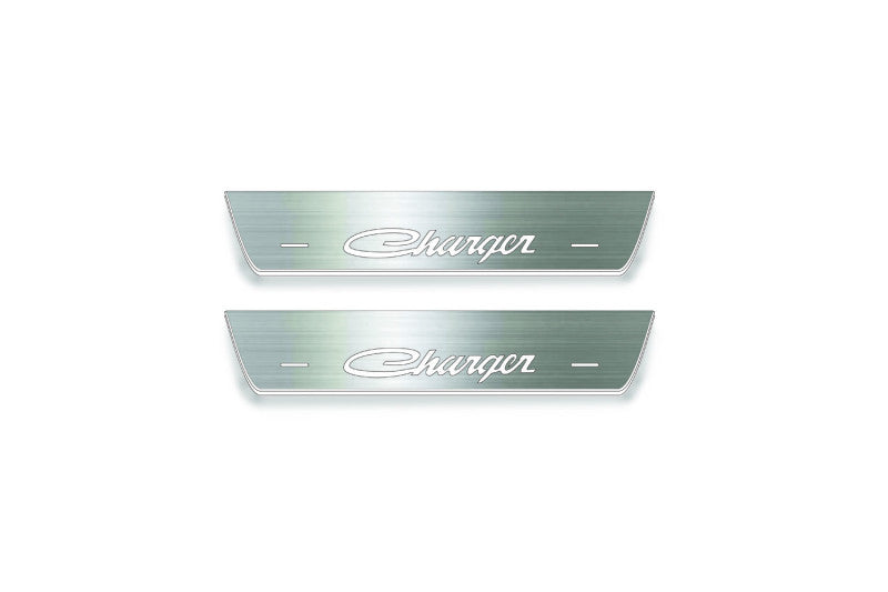 Dodge Charger 2011+ Door Sill Led Plate With Old Charger Logo (Type 1)