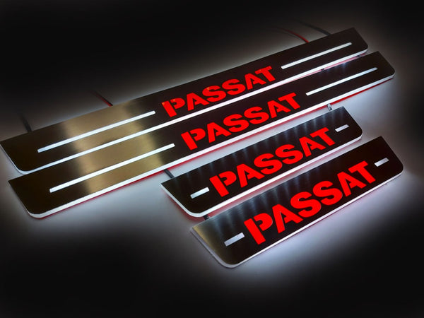 Volkswagen Passat B7 USA LED Door Sill With Logo Passat (type 2) - decoinfabric