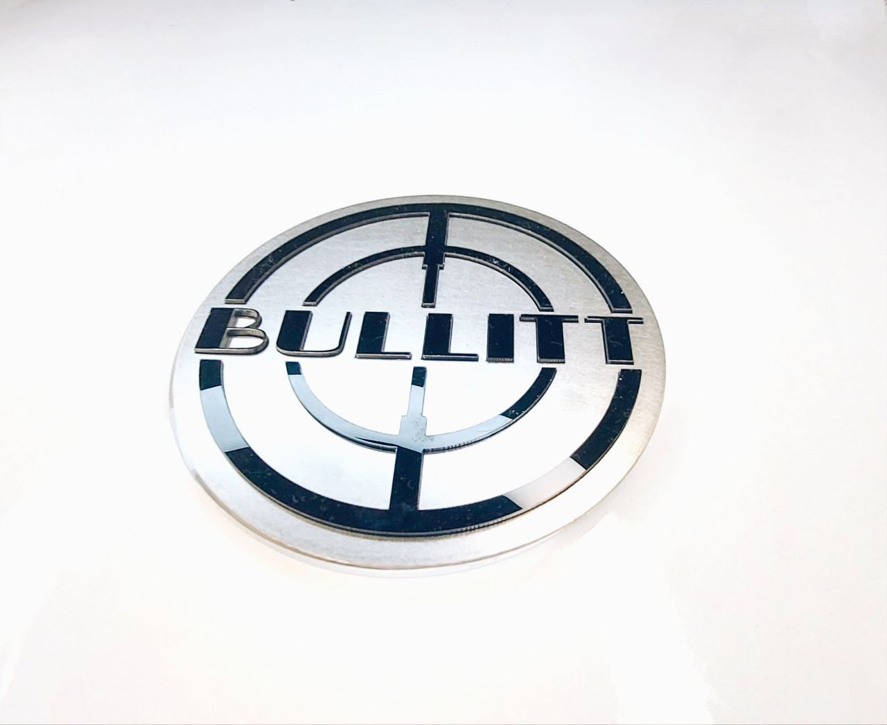 Ford Mustang stainless steel Radiator Grille emblem with Bullitt logo (type 2)