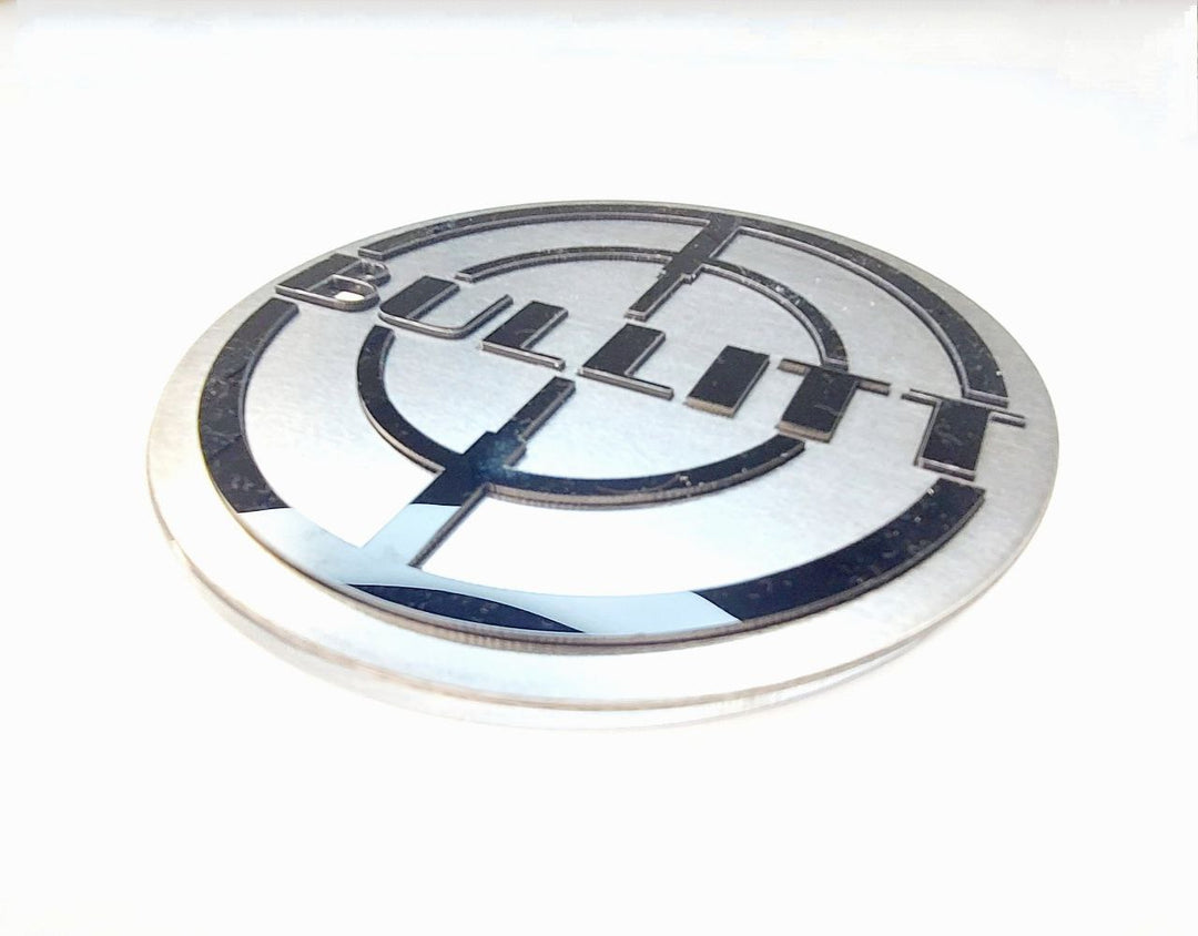 Ford Mustang stainless steel Radiator Grille emblem with Bullitt logo (type 2) Ford emblems decoinfabric