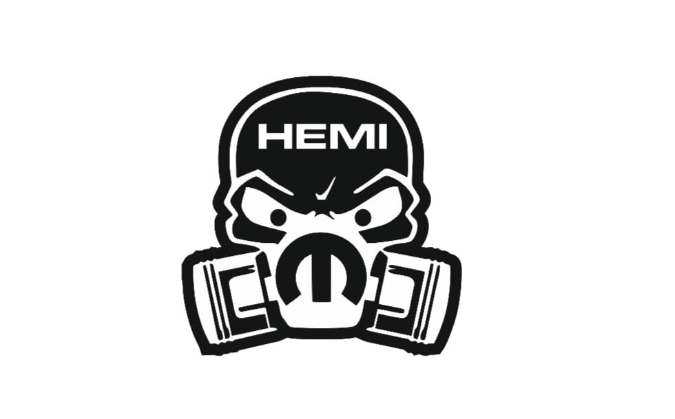 DODGE Radiator grille emblem with Mopar Hemi Piston Gas logo Dodge emblems decoinfabric BLACK WHITE