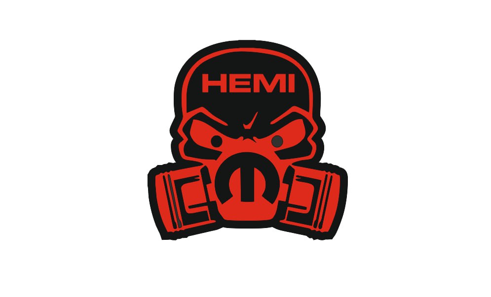 DODGE Radiator grille emblem with Mopar Hemi Piston Gas logo Dodge emblems decoinfabric BLACK RED