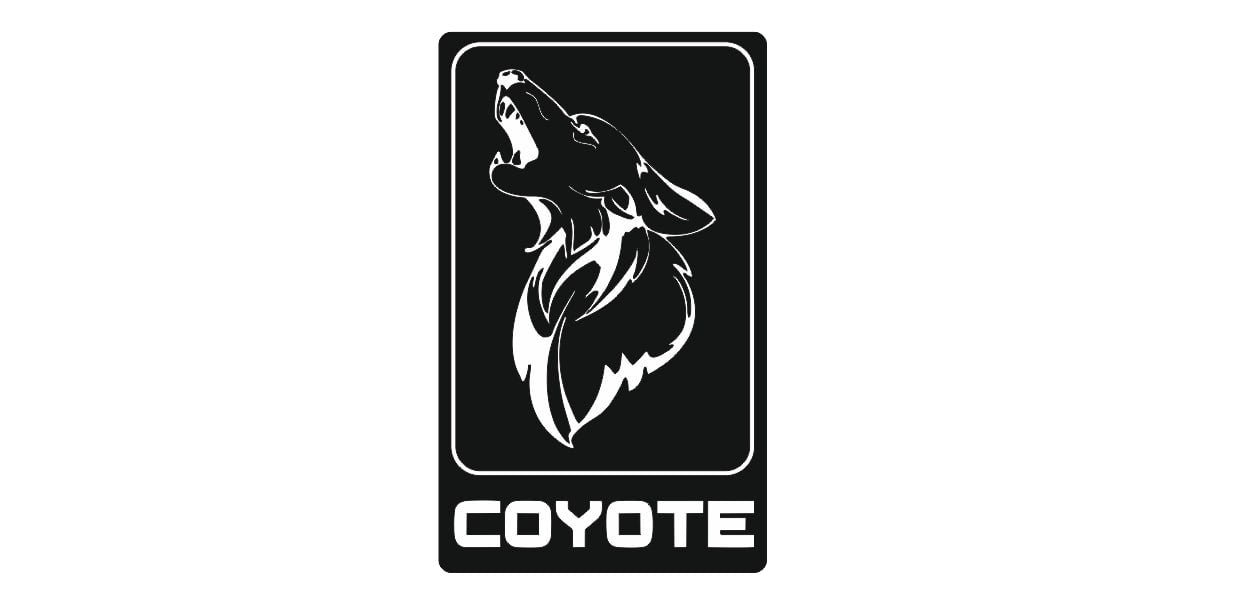 Ford Mustang Radiator grille emblem with Coyote logo (type 5) Ford emblems decoinfabric BLACK WHITE