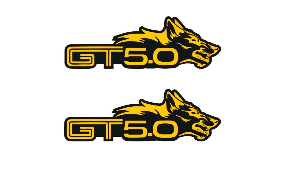 Ford Mustang Emblem & Badge Set - Grille and Tailgate GT 5.0 Coyote logo Ford emblems decoinfabric YELLOW