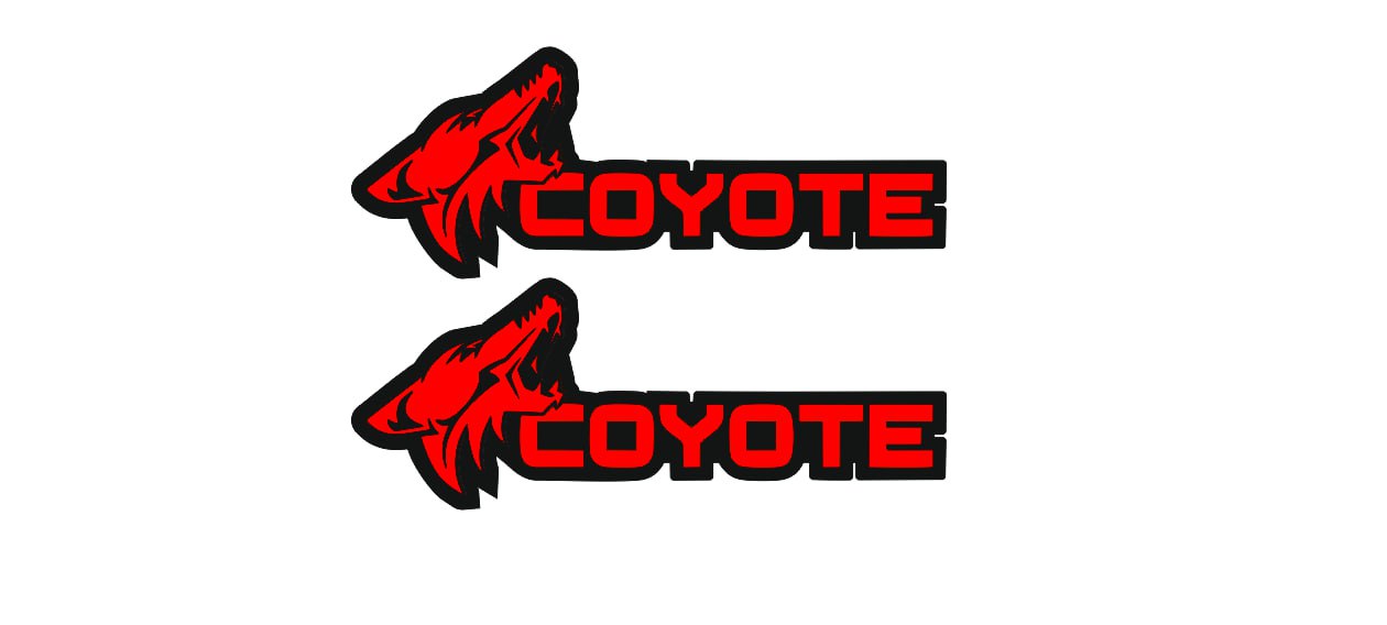 Ford Mustang Radiator grille emblem with Coyote logo (type 7) Ford emblems decoinfabric BLACK RED