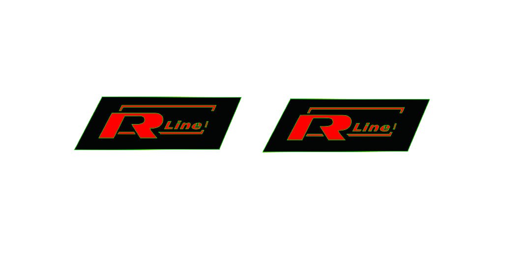 Volkswagen emblem (badges) for fenders with R-Line logo (type 4) Volkswagen emblems decoinfabric BLACK RED