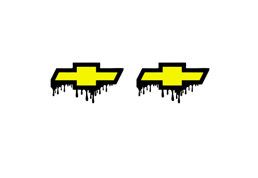 Chevrolet emblem for fenders with Chevrolet Blood logo Fender decoinfabric BLACK YELLOW