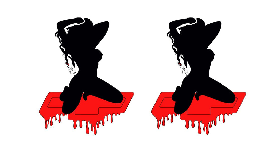 Chevrolet Emblem & Badges set with Chevrolet Girl Blood logo Chevrolet emblems decoinfabric BLACK RED