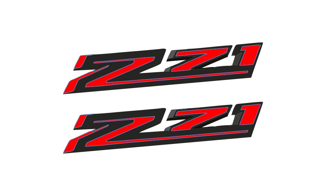 Chevrolet Emblem & Badge Set - Grille and Tailgate Z71 Off-road logo (Type 2) Chevrolet emblems decoinfabric RED