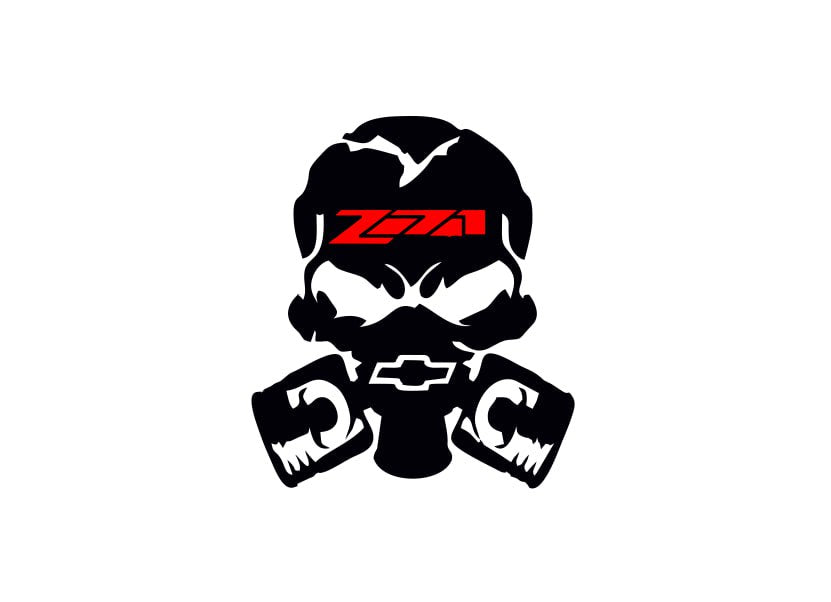 Chevrolet Radiator grille emblem with Chevrolet Piston Gas Mask Z71 logo Chevrolet emblems decoinfabric BLACK WHITE