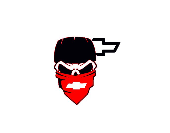 Chevrolet Radiator grille emblem with Chevy Skull logo (Type 4) Chevrolet emblems decoinfabric