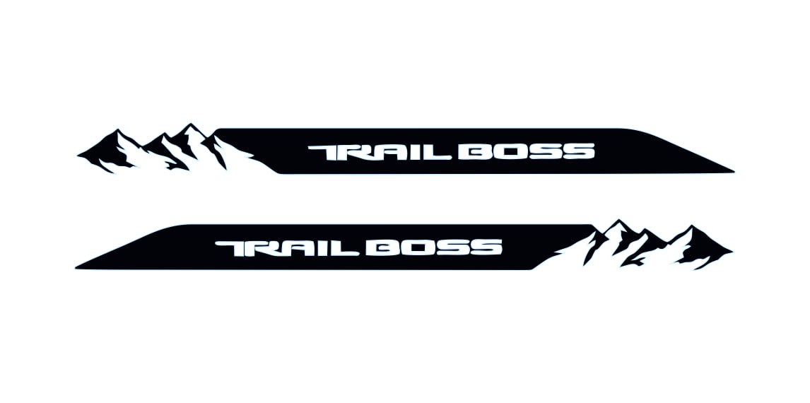 Chevrolet tailgate trunk rear emblem with Trail Boss logo Chevrolet emblems decoinfabric BLACK WHITE