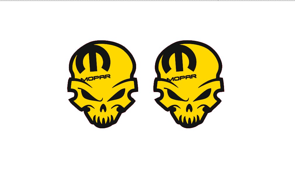 JEEP emblem for fenders with Mopar Skull logo (Type 9) Jeep emblems decoinfabric BLACK YELLOW
