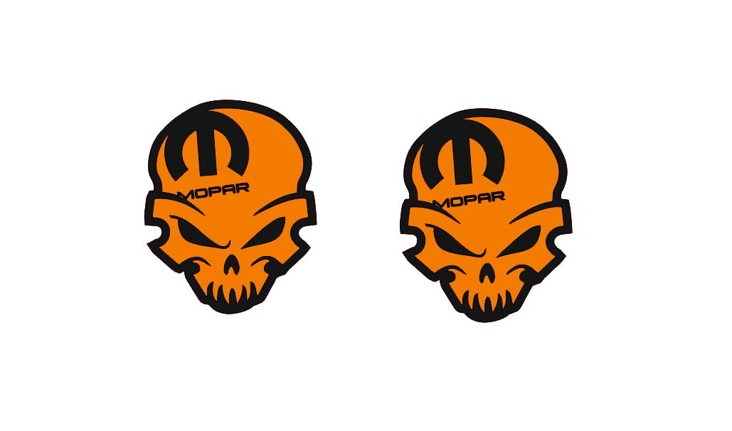 Chrysler emblem for fenders with MOPAR SKULL logo (Type 8) Chrysler emblems decoinfabric BLACK ORANGE