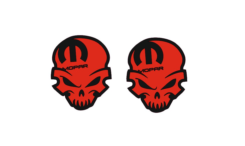 Jeep Emblem & Badges set with Mopar Skull logo (Type 9) Jeep emblems decoinfabric BLACK RED