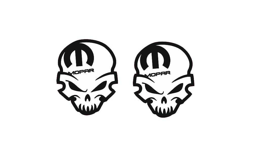 DODGE emblem for fenders with Mopar Skull logo (type 9) Dodge emblems decoinfabric BLACK WHITE
