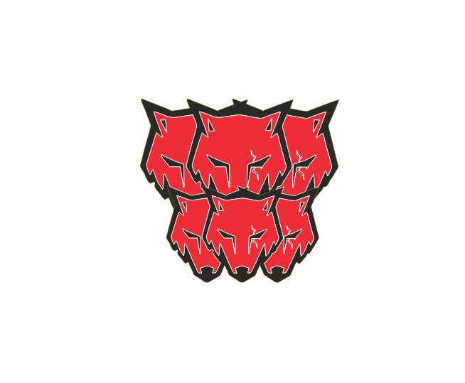 Ford Mustang Radiator grille emblem with Coyote logo (type 14) Ford emblems decoinfabric BLACK RED