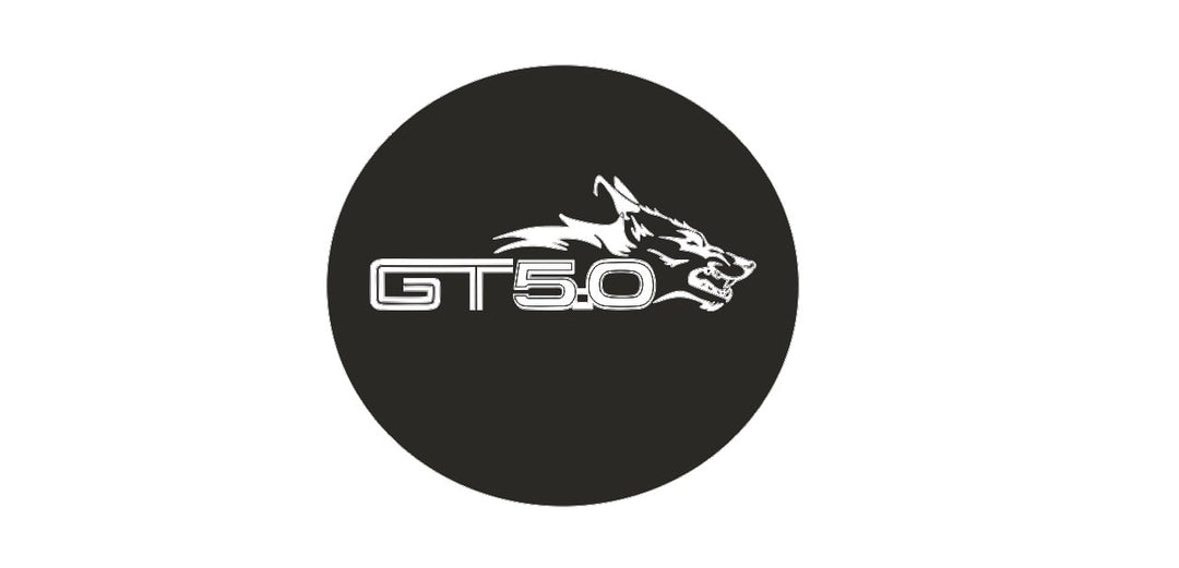 Ford Mustang Radiator grille emblem with GT 5.0 Coyote logo (Type 3) Ford emblems decoinfabric BLACK WHITE