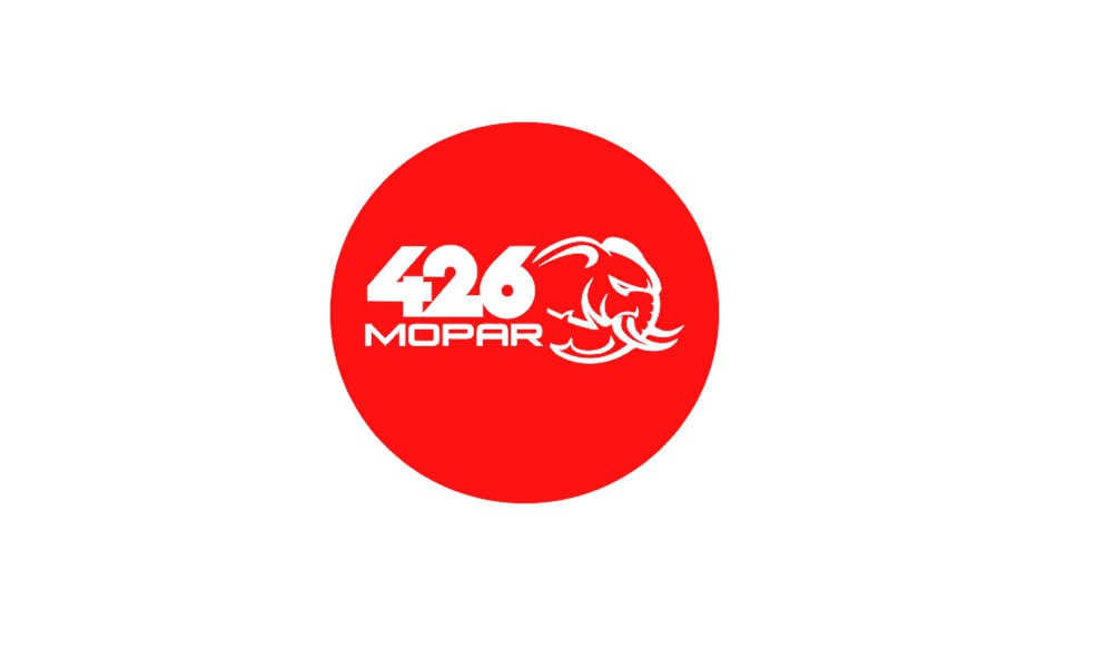 Chrysler tailgate trunk rear emblem with 426 Mopar Hellephant logo (Type 2) Chrysler emblems decoinfabric RED WHITE