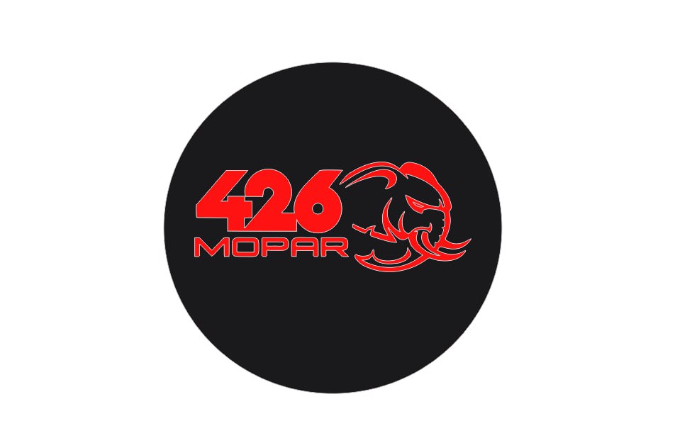 Chrysler tailgate trunk rear emblem with 426 Mopar Hellephant logo (Type 2) Chrysler emblems decoinfabric BLACK RED