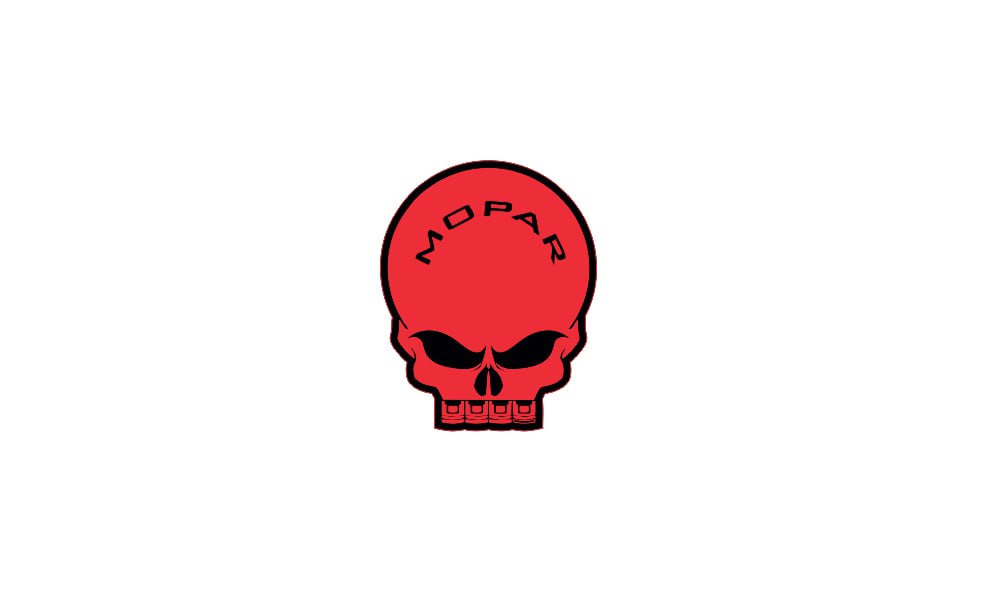 DODGE Radiator grille emblem with Mopar Skull logo (type 12) Dodge emblems decoinfabric BLACK RED