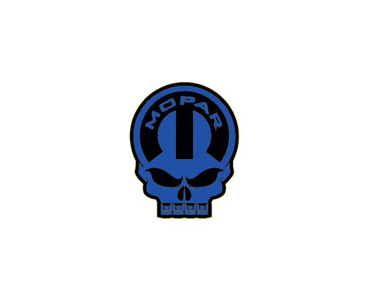 Chrysler Radiator grille emblem with Mopar Skull logo (Type 12) Chrysler emblems decoinfabric BLACK BLUE