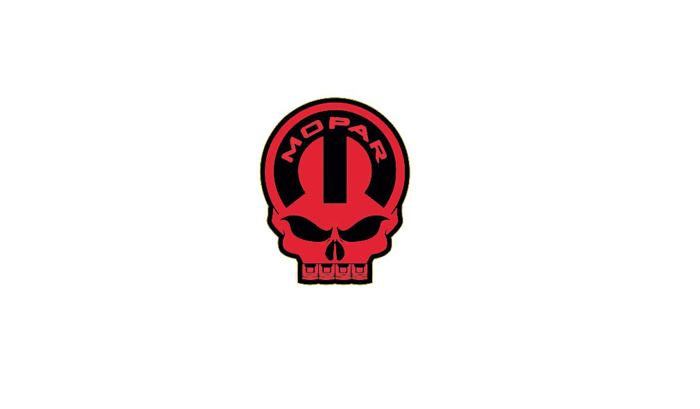 Dodge tailgate trunk rear emblem with MOPAR SKULL logo (Type 13) Dodge emblems decoinfabric BLACK RED