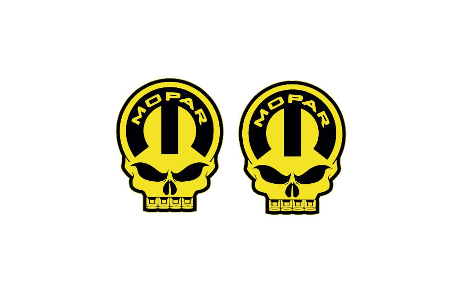 JEEP emblem for fenders with Mopar Skull logo (Type 13) Jeep emblems decoinfabric BLACK YELLOW