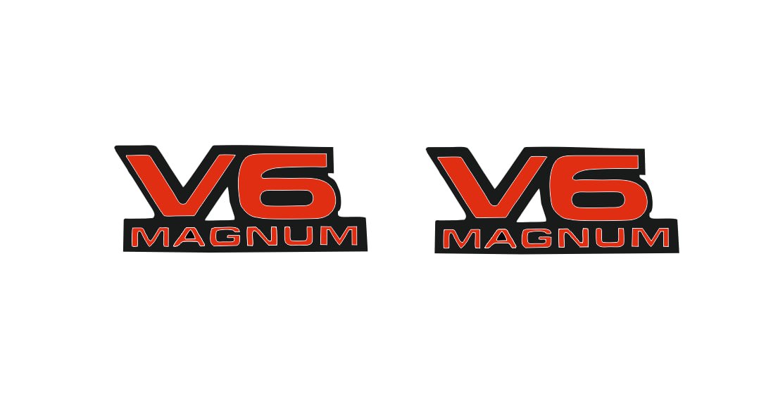 Dodge Emblem & Badges set with V6 Magnum logo Dodge emblems decoinfabric BLACK RED