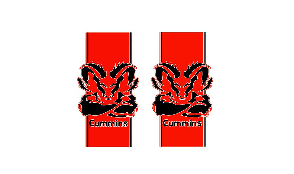 Dodge RAM Emblem & Badges set with Cummins logo Dodge emblems decoinfabric BLACK RED