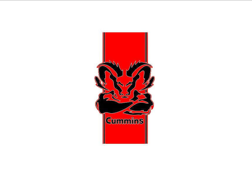 Dodge RAM tailgate trunk rear emblem with Cummins logo Dodge emblems decoinfabric RED BLACK