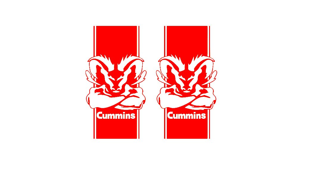 Dodge RAM emblem for fenders with Cummins logo Dodge emblems decoinfabric RED WHITE
