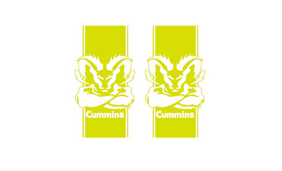 Dodge RAM tailgate trunk rear emblem with Cummins logo Dodge emblems decoinfabric YELLOW WHITE