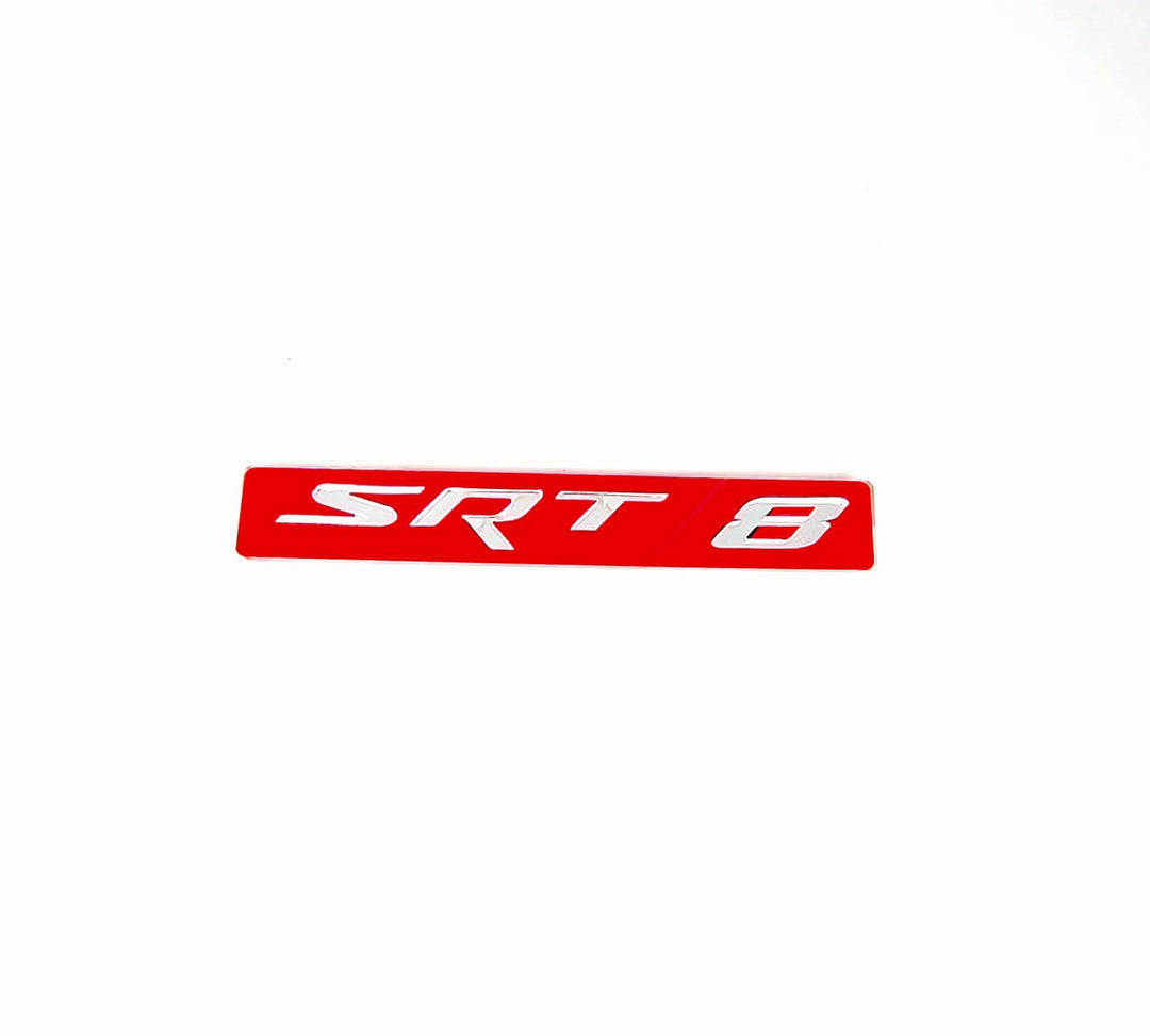 Jeep Radiator grille emblem with SRT8 logo (Type 3) Jeep emblems decoinfabric RED SILVER MIRROR