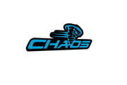 Dodge Challenger trunk rear emblem between tail lights with Chaos logo Dodge emblems decoinfabric BLACK LIGHT BLUE